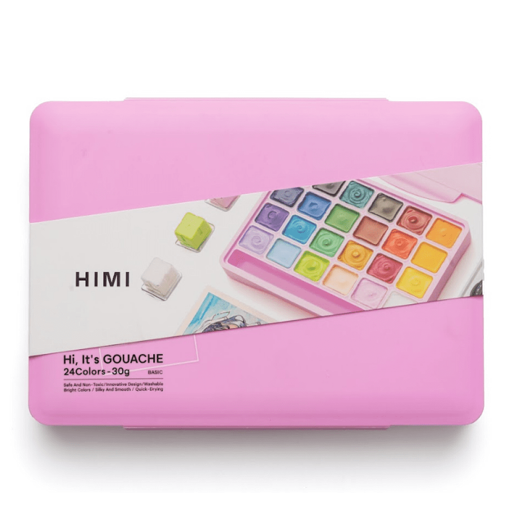 Краски гуашевые "Himi Jelly Cup. New vision", 24 цвета, кювета, розовый футляр - 7