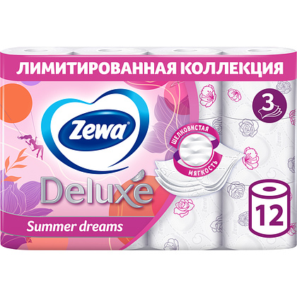 Бумага туалетная "Zewa Deluxe", 3 слоя, 12 рулонов - 2