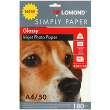 Фотобумага глянцевая для струйной печати "Lomond", A4, 50 листов, 180 г/м2