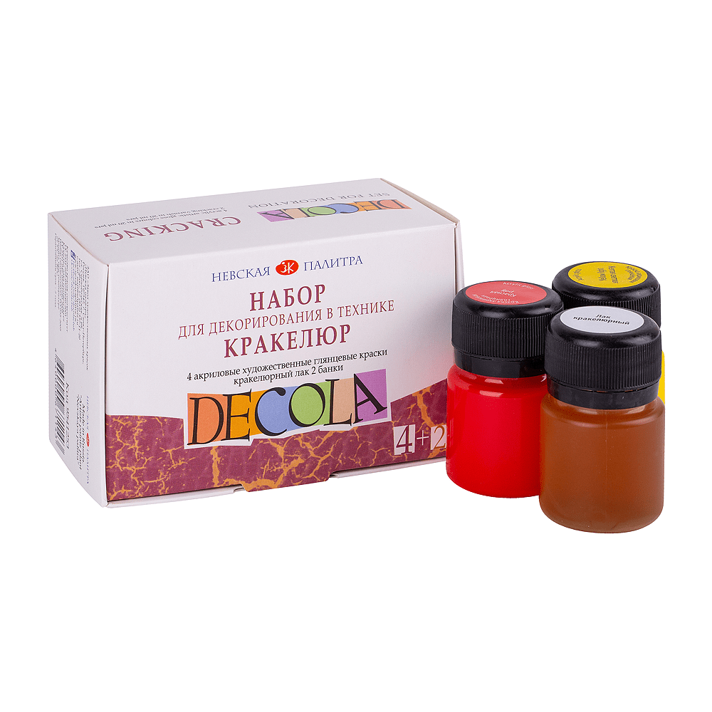 Краска акриловая глянцевая "Декола", набор 6 цветов, 20 мл, банки - 2