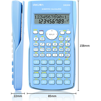 Калькулятор научный Deli Core "D82MS", 12- разрядный, голубой - 3