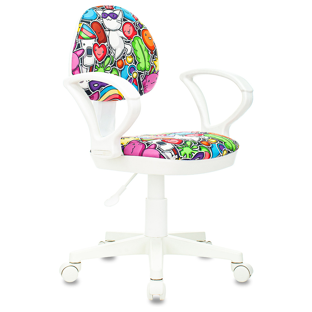 Кресло для детей "Бюрократ KD-3/WH/ARM", пластик белый, мультиколор маскарад