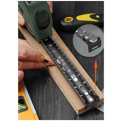 Рулетка Deli HS HT8519L, 5 м х 19 мм, Soft Touch, зеленый - 7