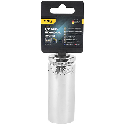 Головка торцевая шестигранная Deli YS EDQ4324 1/2", 24 мм, глубокая, серебристый