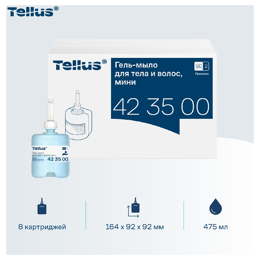 Мыло-гель Tellus Премиум для тела и волос, 475 мл, SC2 мини - 7