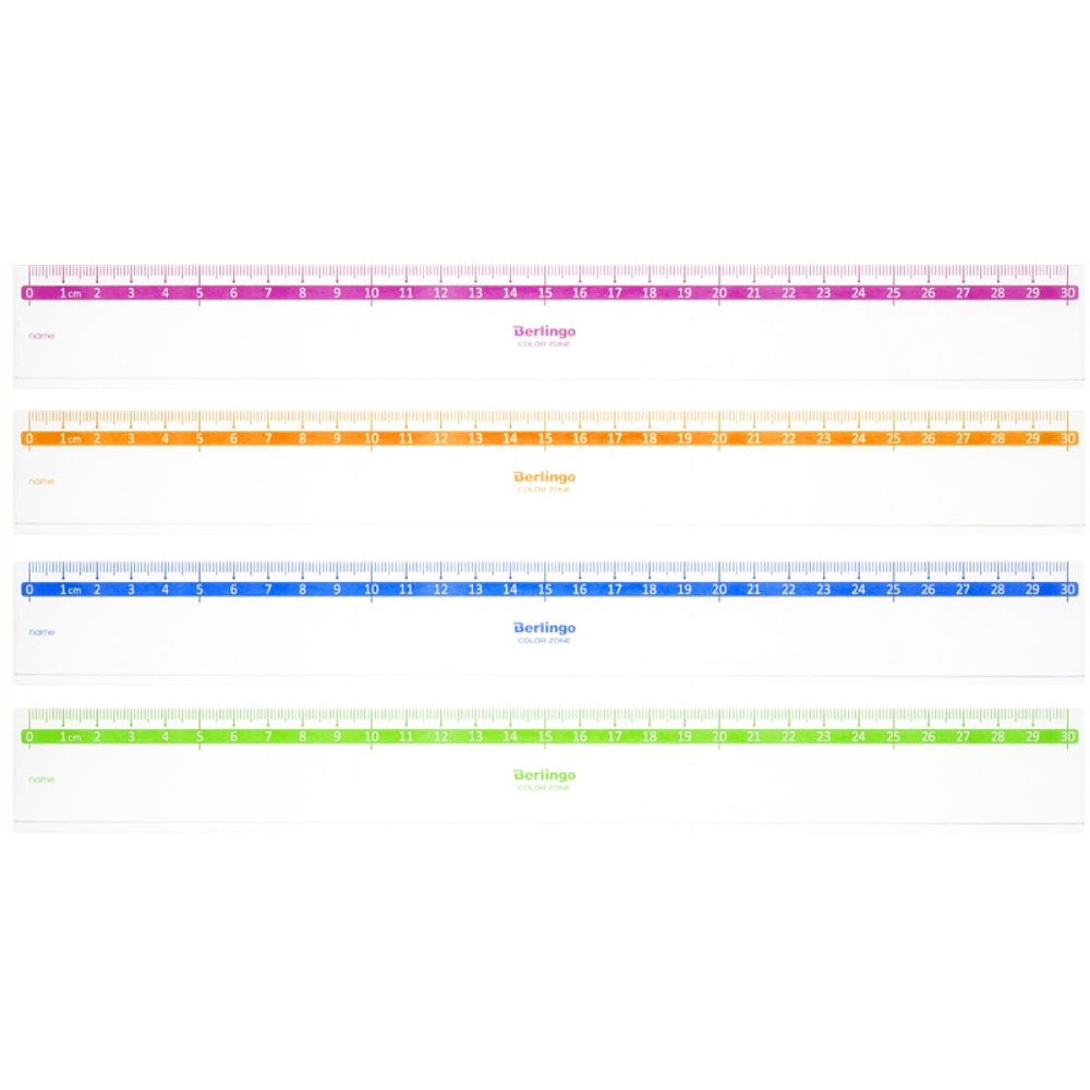 Линейка "Color" 30 см, пластик, прозрачный, ассорти