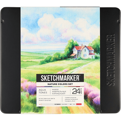 Цветные карандаши акварельные "Sketchmarker Природа", набор 24 цвета, жестяной пенал