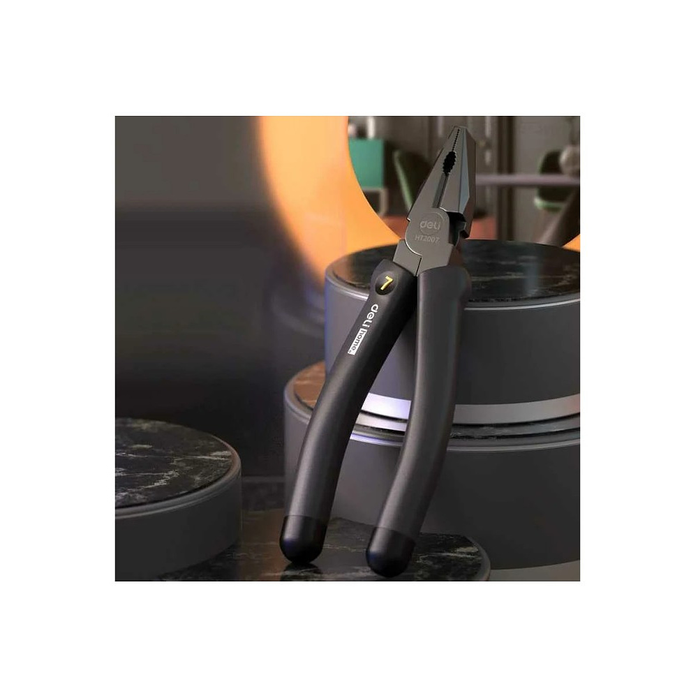 Длинногубцы Deli HS EHT2007, 180 мм, Soft Touch, черный - 5