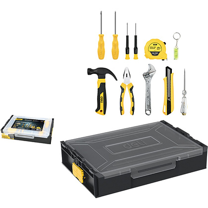 Набор ручного инструмента "Deli", 11 предметов, чемодан, черный, желтый - 2
