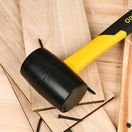 Киянка резиновая черная Deli YS EDL5908, 0,225 кг, фибергласовая рукоятка - 6