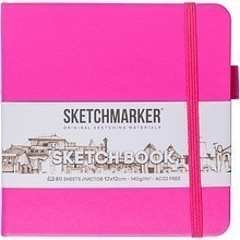 Скетчбук "Sketchmarker", 12x12 см, 140 г/м2, 80 листов, фуксия