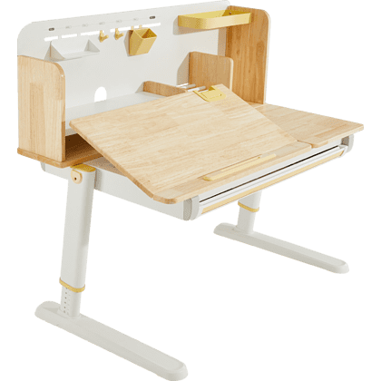 Стол Ergosmart регулируемый Galleon, 1200х700х(520-760) мм, гевея беленая, с книжной полкой - 7