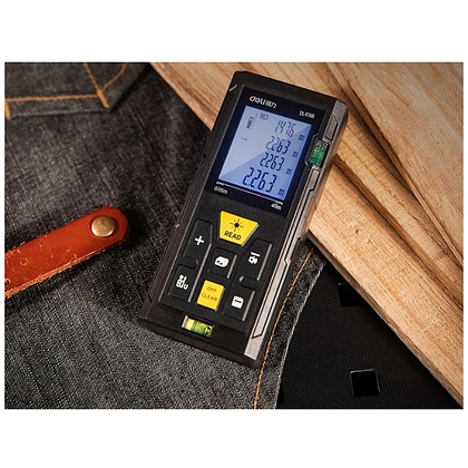 Дальномер лазерный Deli YS EDL4168, 60 м, желтый, черный - 7