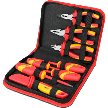 Набор ручного инструмента Deli "DQ91002", диэлектрический, 8 предметов, красный, желтый