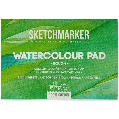 Блок бумаги для акварели "Sketchmarker", А5, 300 г/м2, 10 листов, крупнозернистая