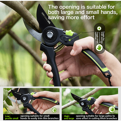 Секатор садовый Deli GS EDL-YL0004, 216 мм, SK5, черный - 4