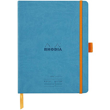Блокнот "Rhodiarama Meeting" на резинке, A5+, 80 листов, линейка, бирюзовый
