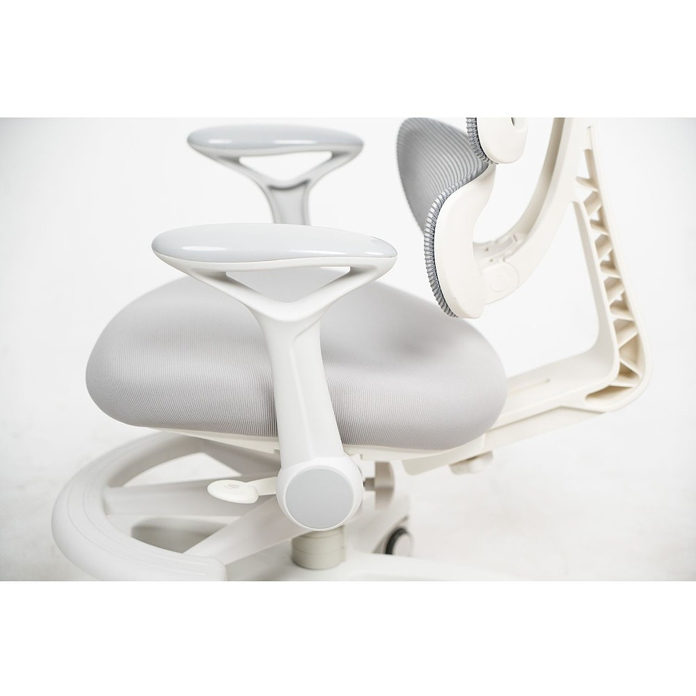 Кресло детское Ergosmart Antey, ткань, пластик, корпус белый, подставка для ног, с чехлом салатовым, серый - 6