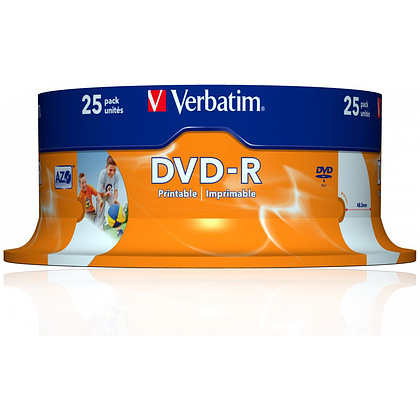 Диск "Wide Inkjet Printable", DVD-R, 4.7 гб, круглый бокс, 25 шт - 2