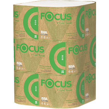 Полотенца бумажные Focus Eco, V – сложение, 250 листов, 1 слой, 100% целлюлоза