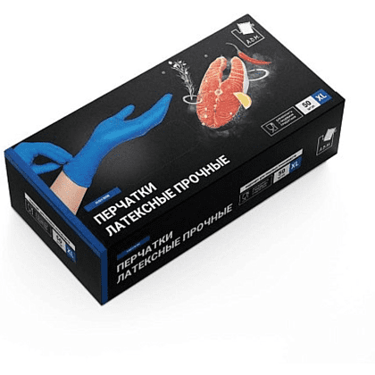 Перчатки латексные одноразовые A.D.M. High Risk, прочные, р-р XL, 50 шт, синий