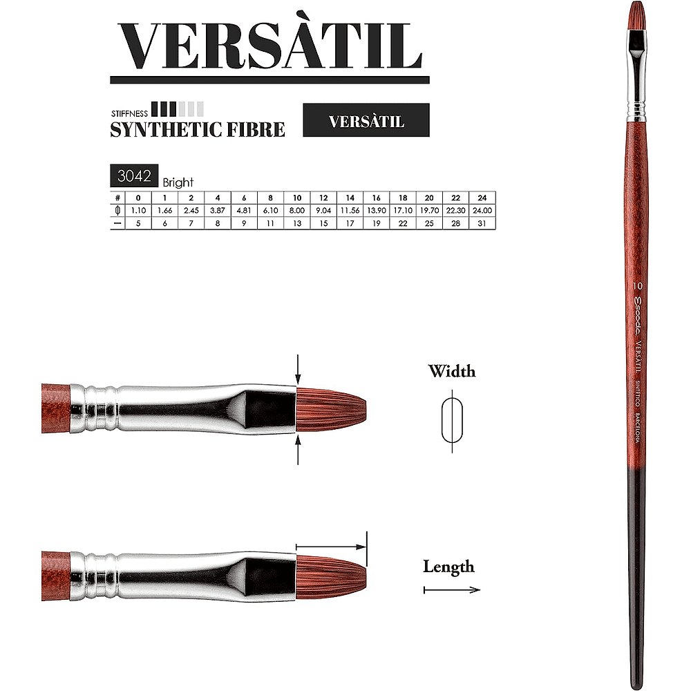 Кисть для рисования "Escoda Versatil Brush L/H 3042", синтетика, "кошачий язык", №16 - 3