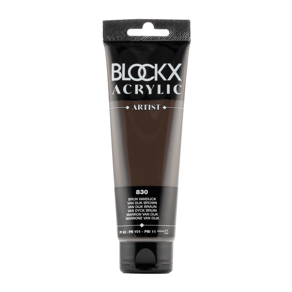 Краски акриловые "Blockx", 830 коричневый Ван-Дейка, 120 мл