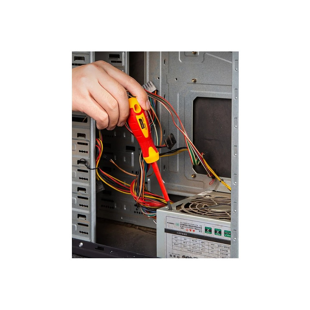 Отвертка диэлектрическая Deli YS EDL5140800, PH1х80 мм, желтый, красный - 2