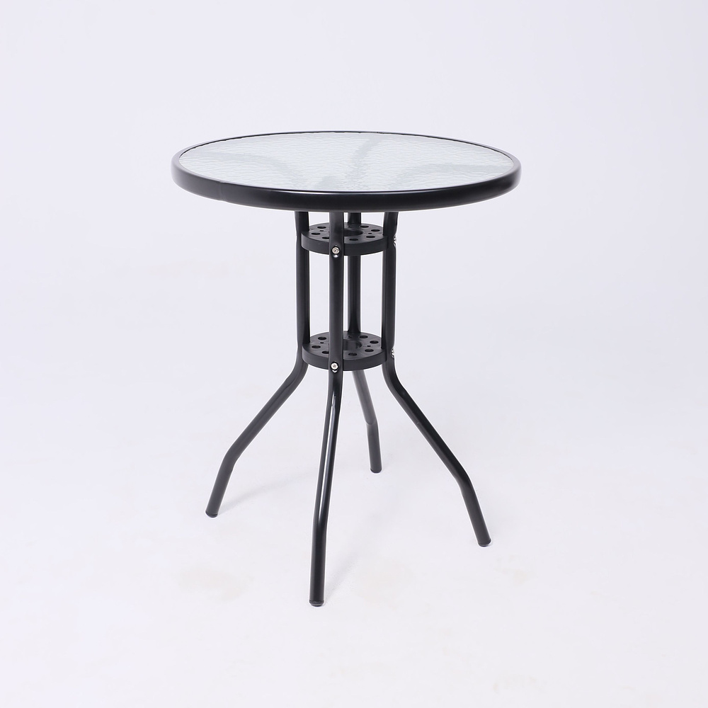 Стол садовый VERONA, 800х800х730 мм, сталь черная, закаленное стекло 5мм - 4
