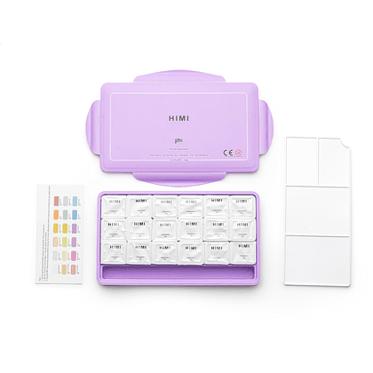 Краски гуашевые "Himi Jelly Cup. Pastel colors", 18 цветов, кювета, фиолетовый футляр - 7