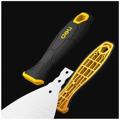 Шпатель нержавеющий Deli YS EDL-HD5, 125 мм, ручка 2K, черный, желтый - 4