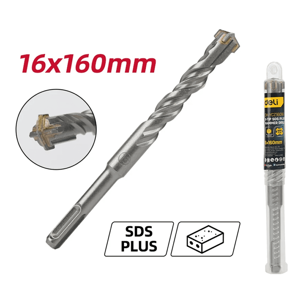Бур по бетону Deli YS EDH-YCZ16016-E1, 16 x160 мм, X-Tip, SDS-PLUS - 2