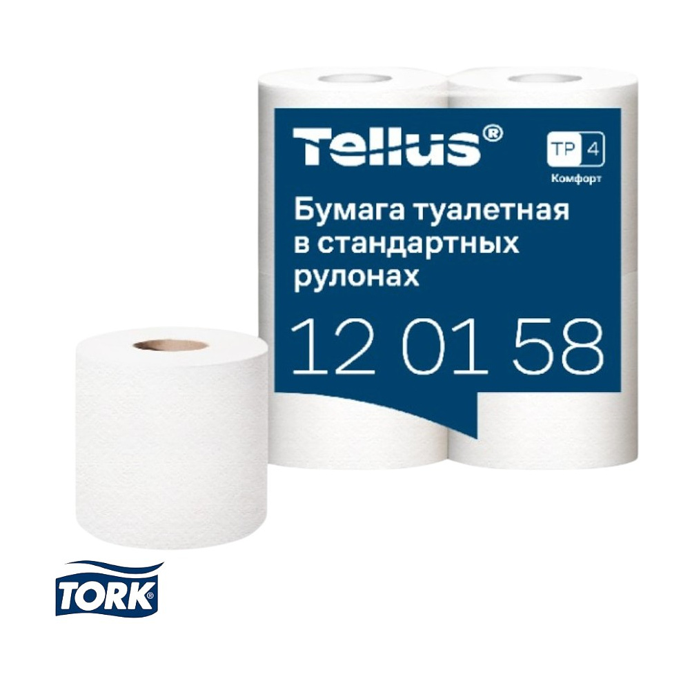 Бумага туалетная Tellus Комфорт, TP4, 4 рулона, 23 м., 2 слоя