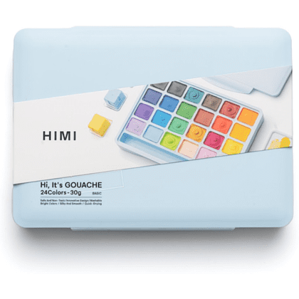 Краски гуашевые "Himi Jelly Cup. New vision", 24 цвета, кювета, холодный голубой футляр - 4