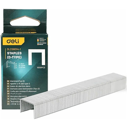 Скоба D Deli EDL238014-1, 12х11,2 мм, 1000 шт.
