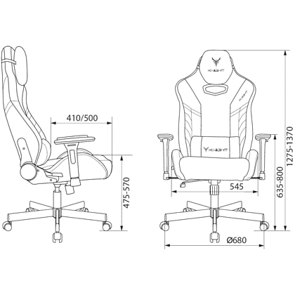 Кресло игровое Бюрократ Knight Thunder 5X экокожа, черный, крестов. металл - 13