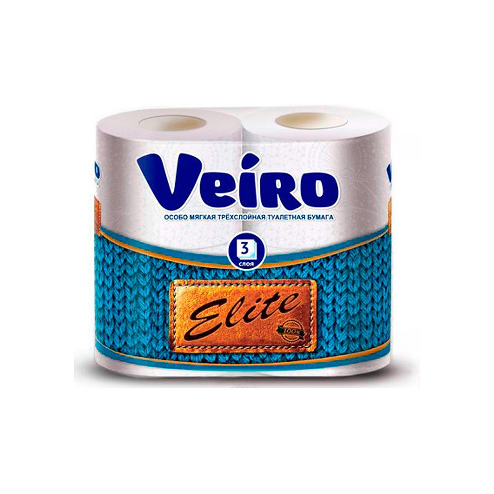 Бумага туалетная "Veiro Elite", 3 слоя, 4 рулона