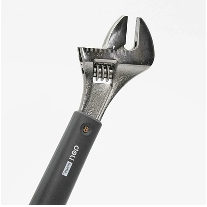Ключ разводной Deli HS EHT1508, 210 мм, раскрытие губок 0-28 мм, Soft Touch, черный - 7