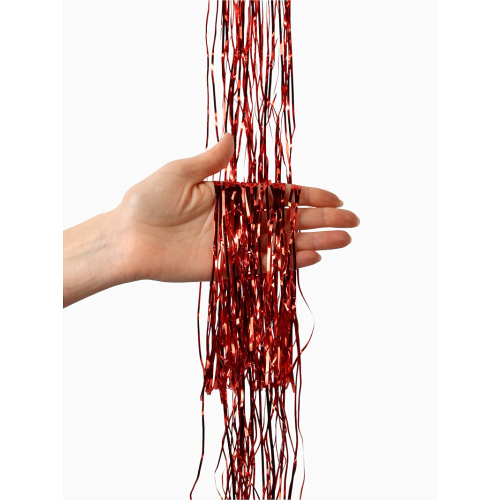 Гирлянда-дождик "Новогодний", 7,5х150 см, фольга, красный - 3