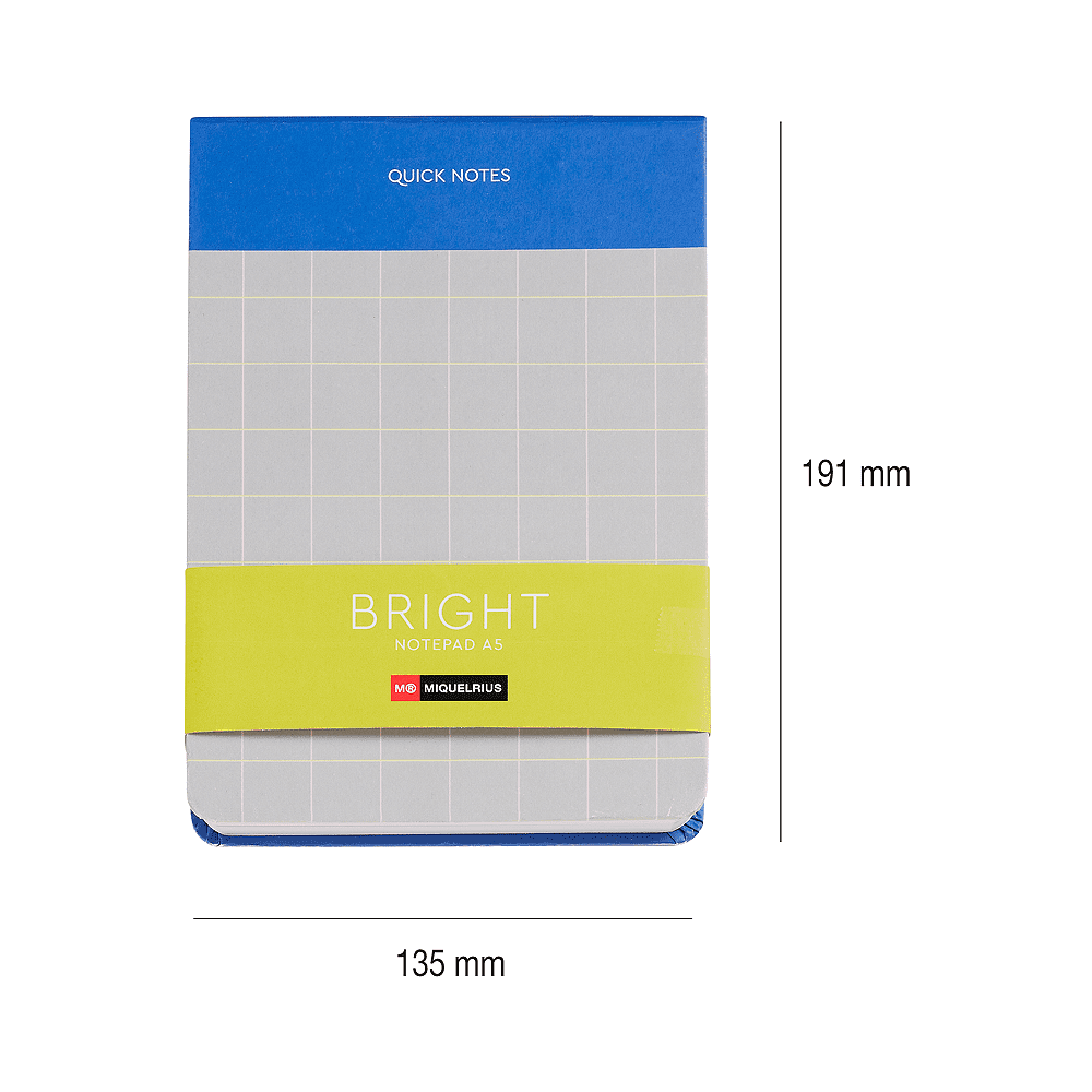 Блокнот "Bright", А5, 135х191 мм, 80 листов, линейка, синий, серый - 2