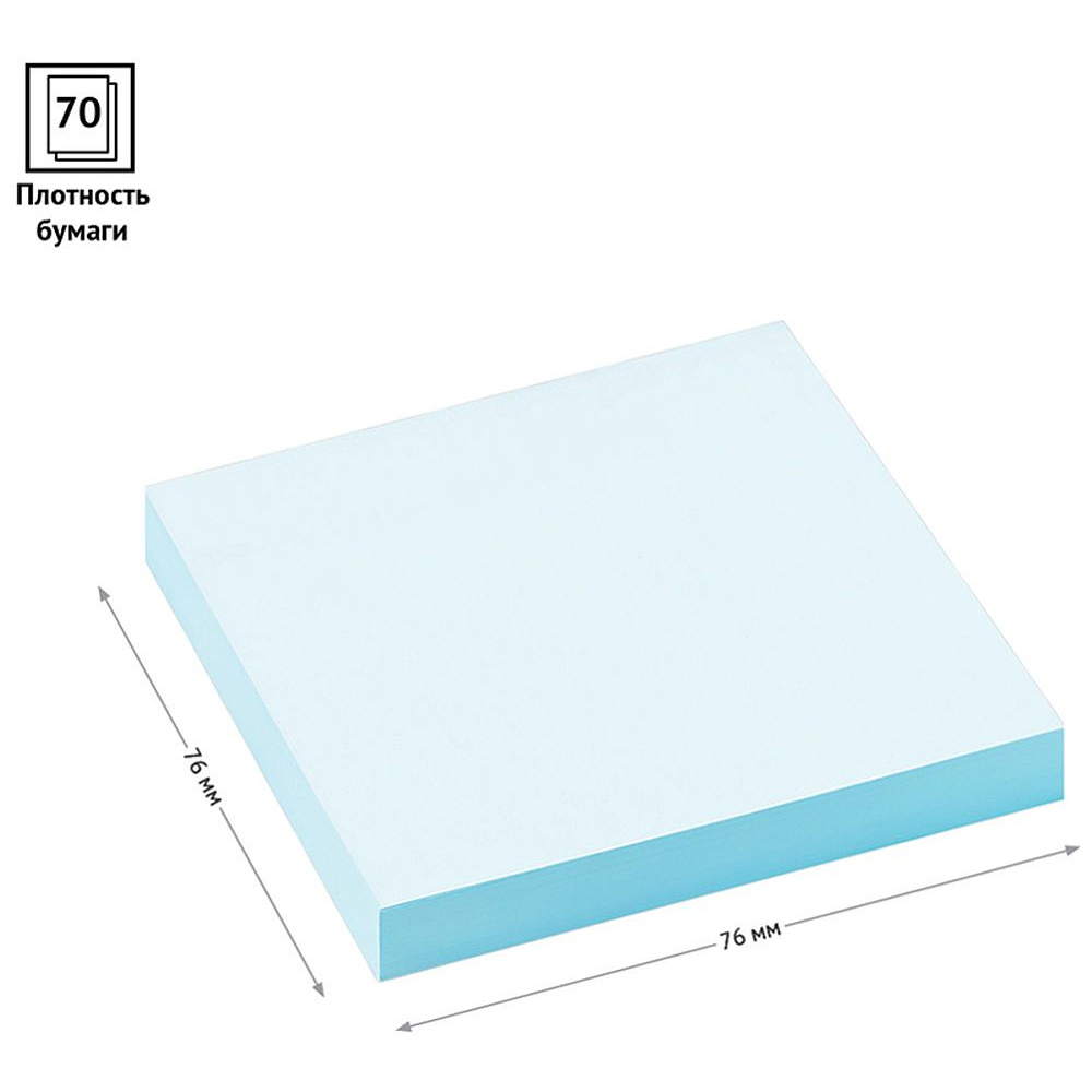 Бумага для заметок на клейкой основе "OfficeSpace", 76x76 мм, 100 листов, голубой - 3