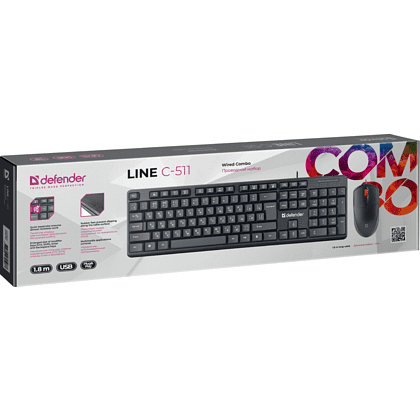 Клавиатура + мышь Defender "Line C-511", проводная, черный - 4