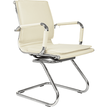 Кресло на полозьях "Бюрократ Ch-993-Low-V", экокожа, слоновая кость, металл хром