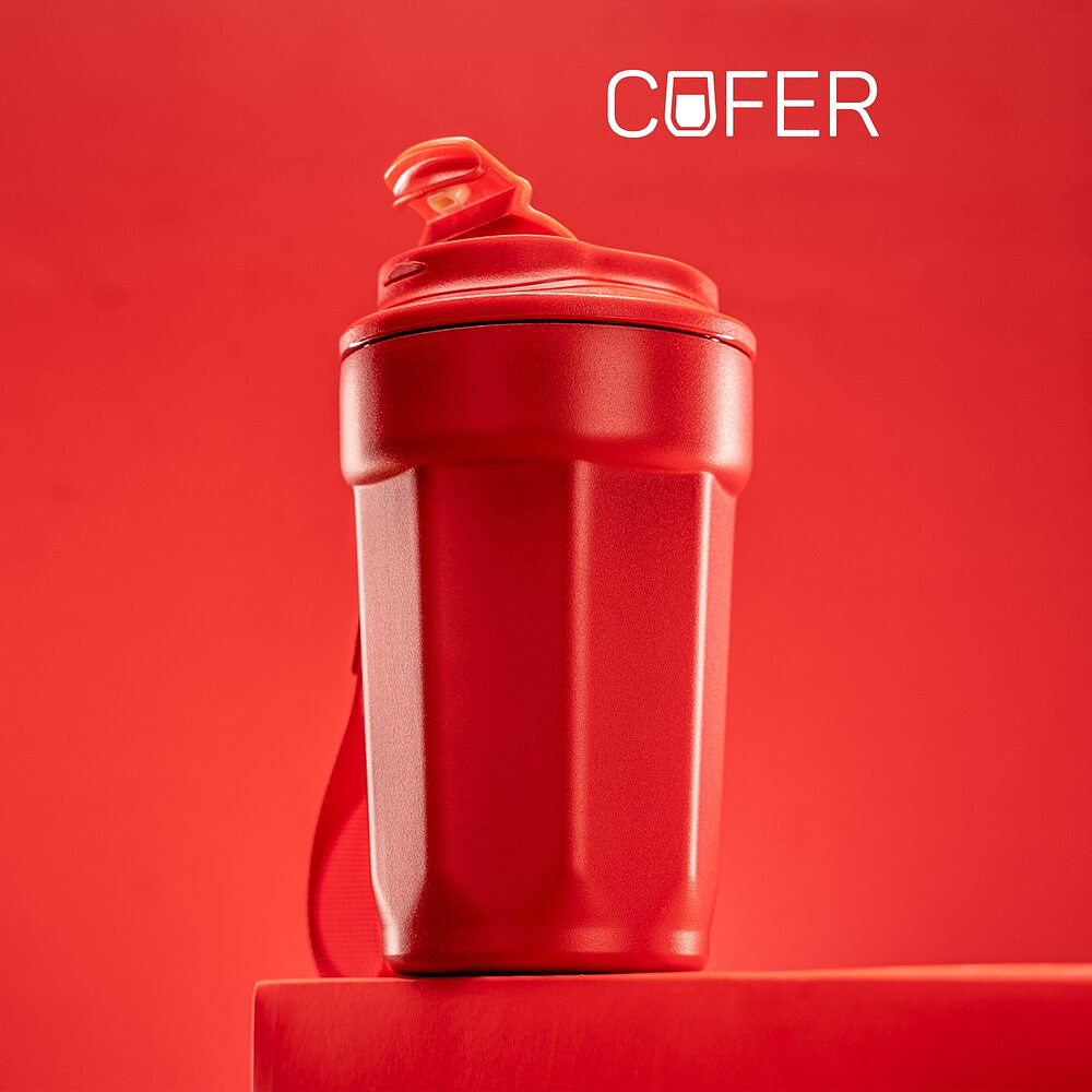 Стакан термический "Tedge" с ремешком, металл, 400 мл, красный - 4