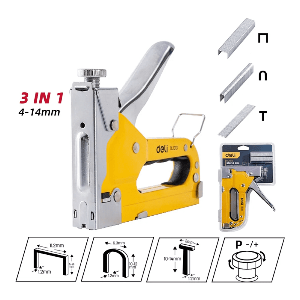 Степлер Deli YS EDL1313, механический, 3-в-1 + комплект скоб (П, U, T) - 14
