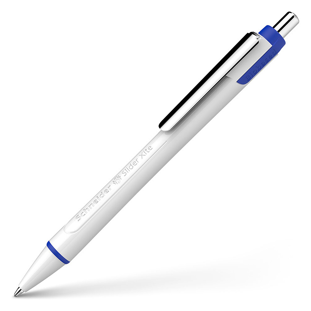 Ручка шариковая автоматическая "Schneider Slider Xite", белый, синий, стерж. синий