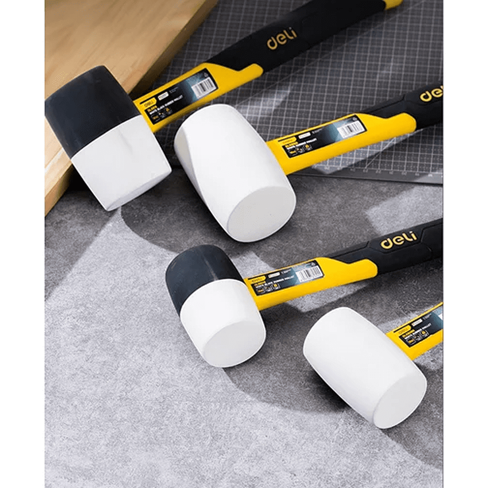 Киянка резиновая Deli YS EDL5816, 0.450 кг, фибергласовая рукоятка, черно-белая - 5