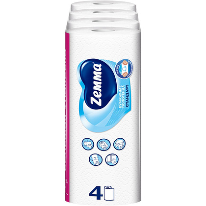 Полотенца бумажные  Zemma 4 рул, 2 слоя, цв. белый - 2