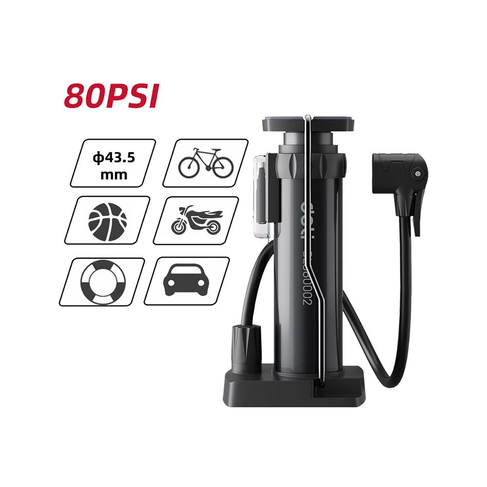 Насос велосипедный ножной Deli YS EDL880002, 5.5bar/80psi - 4