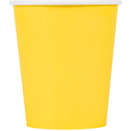 Стакан картонный 250 мл, 1 слой, 50 шт/упак, желтый